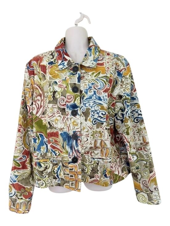 Chico's Jackets & Blazers - XL Art-to-Wear Abstract Floral Jacket Chico's Size 3 Button Front Casual